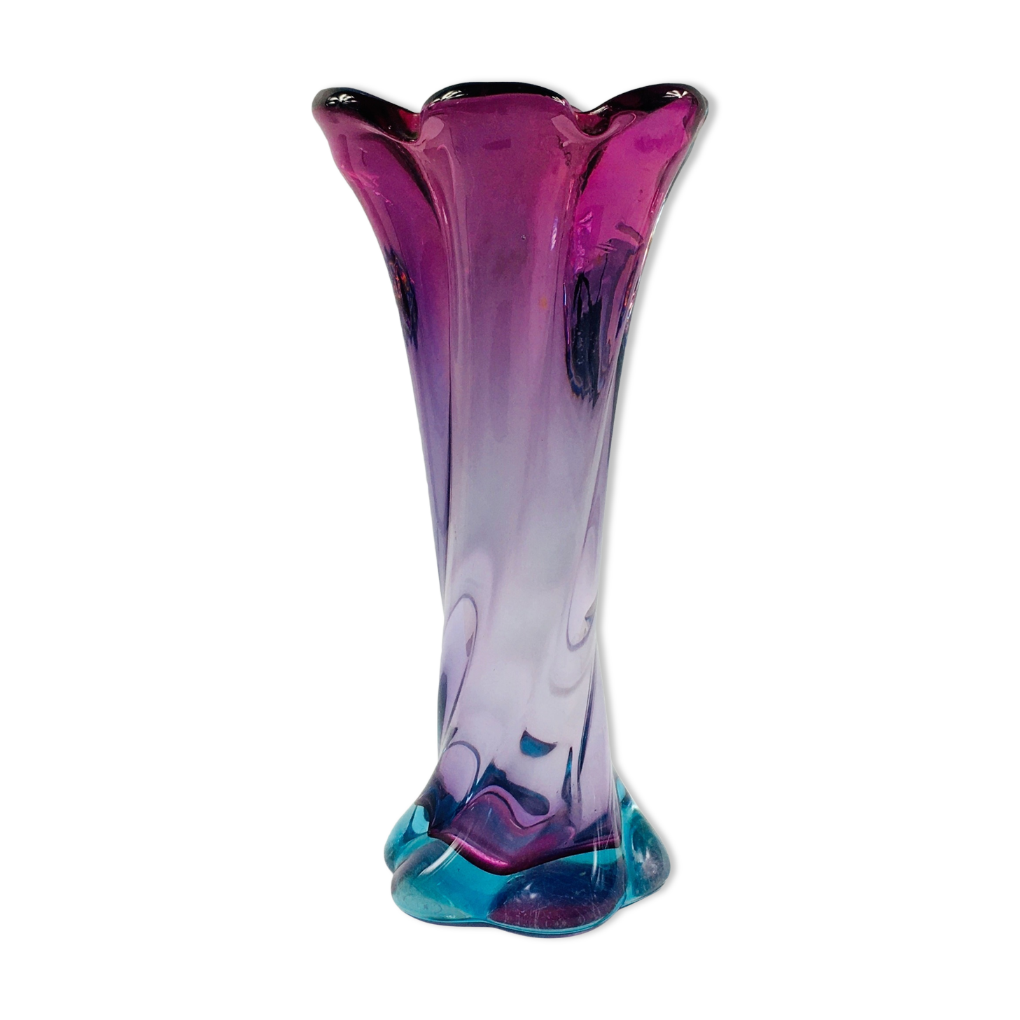 Mid-Century Twisted Murano Glass Vase from Made Murano Glass