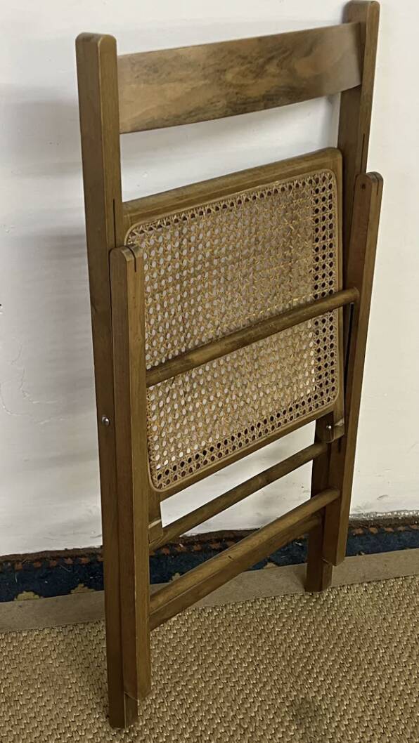 Vintage wooden and cane folding chair