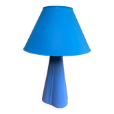 Lampe à poser vintage bleu cobalt Pied céramique trèfle & abat-jour Pop Art
