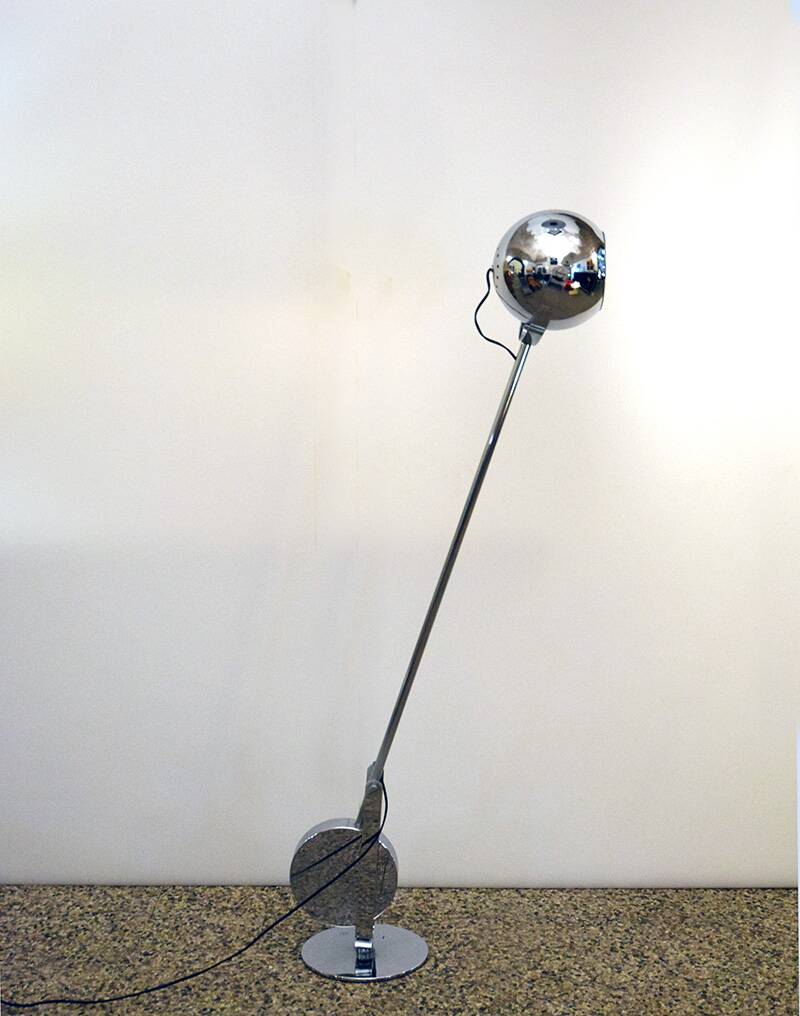 Paolo Tilche tilting floor lamp in chrome metal, 1970s