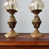 Paire de lampes rétro en laiton