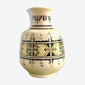 Vase terre cuite émaillée décor oriental