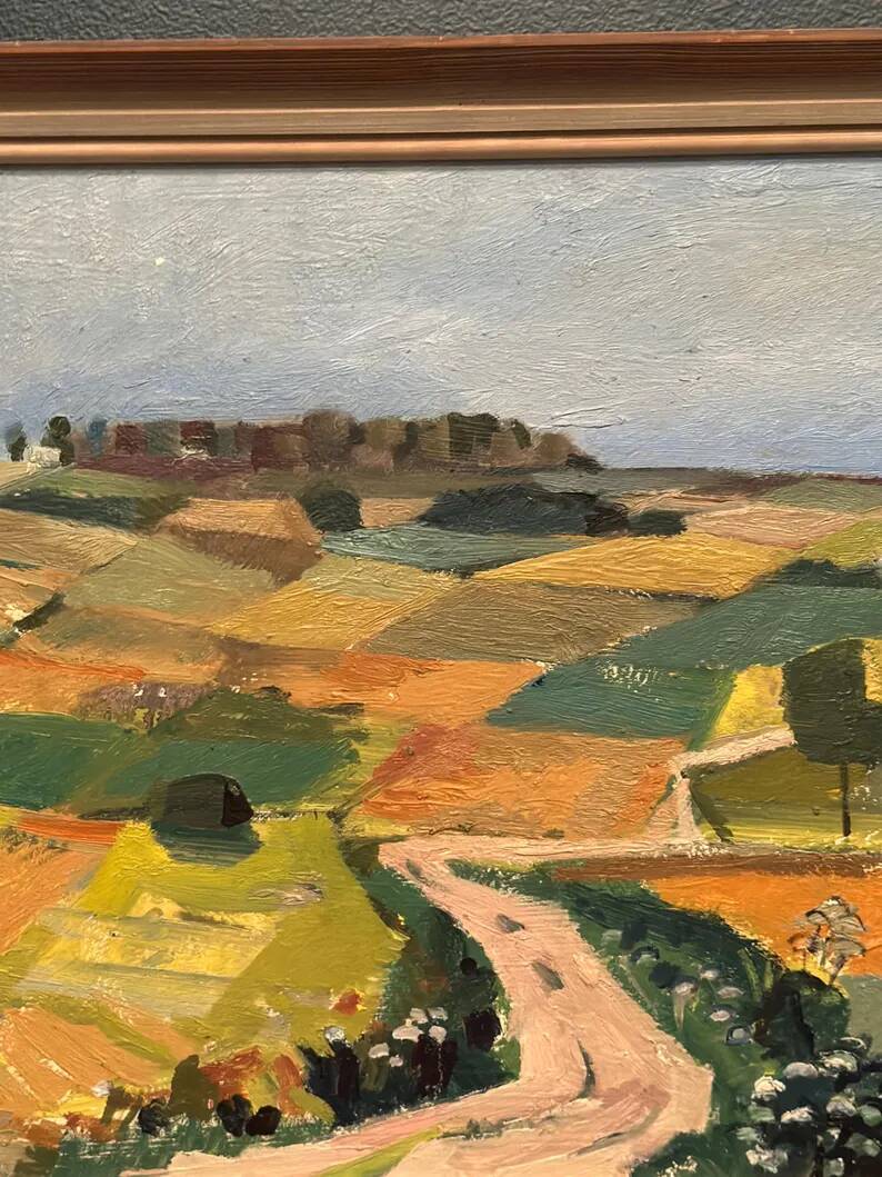 Swedish Oil on Panel “Landscape” by Tage Gavik, Signed, Vintage & Framed