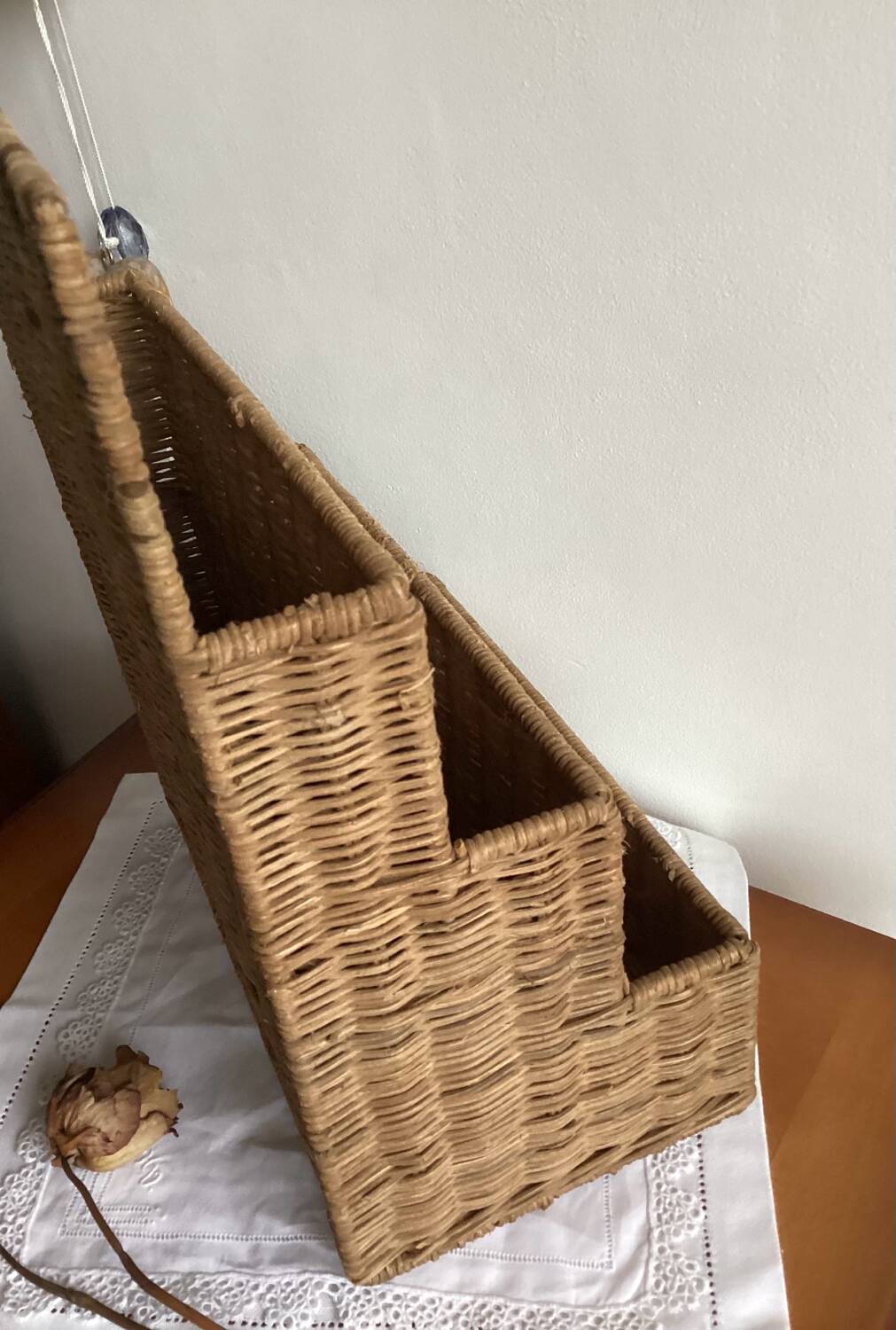 Vintage rattan mail holder
