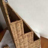Vintage rattan mail holder