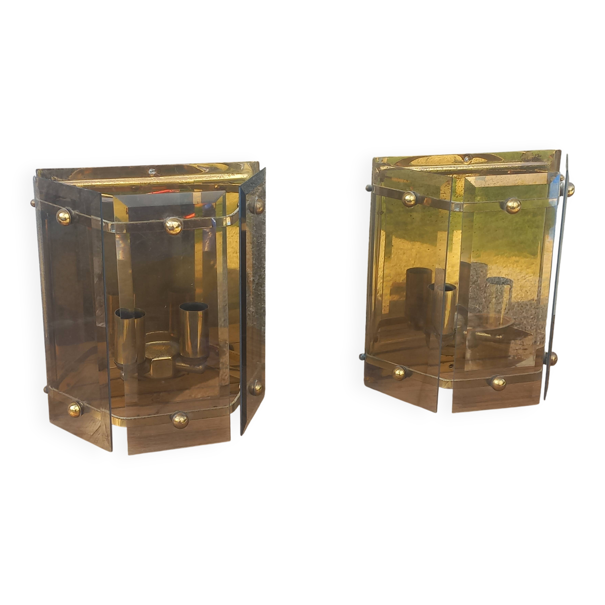 Pair of Pro Brennstelle designer wall lights from the 70s