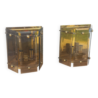 Pair of Pro Brennstelle designer wall lights from the 70s