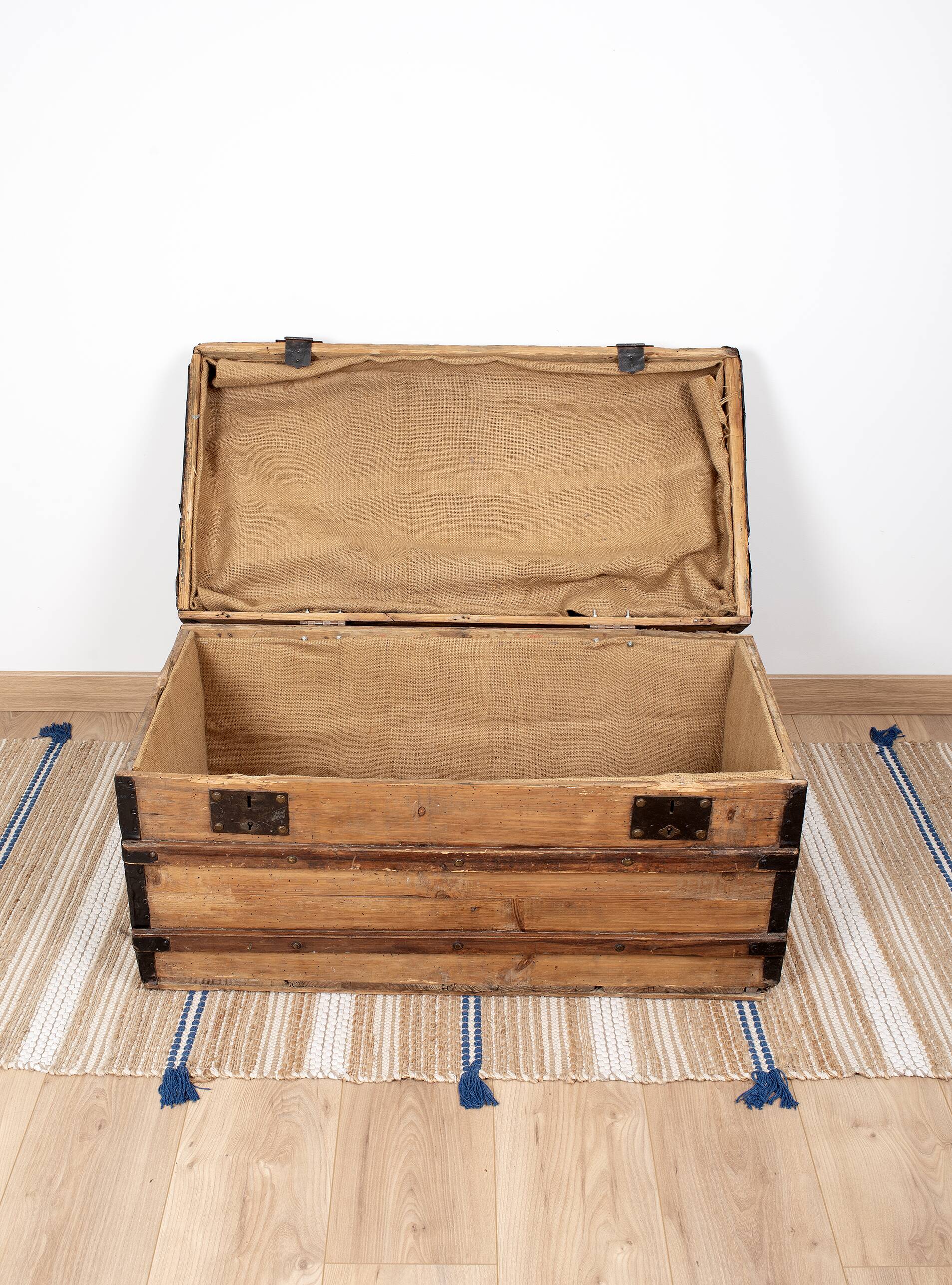 Large old trunk, wood and steel