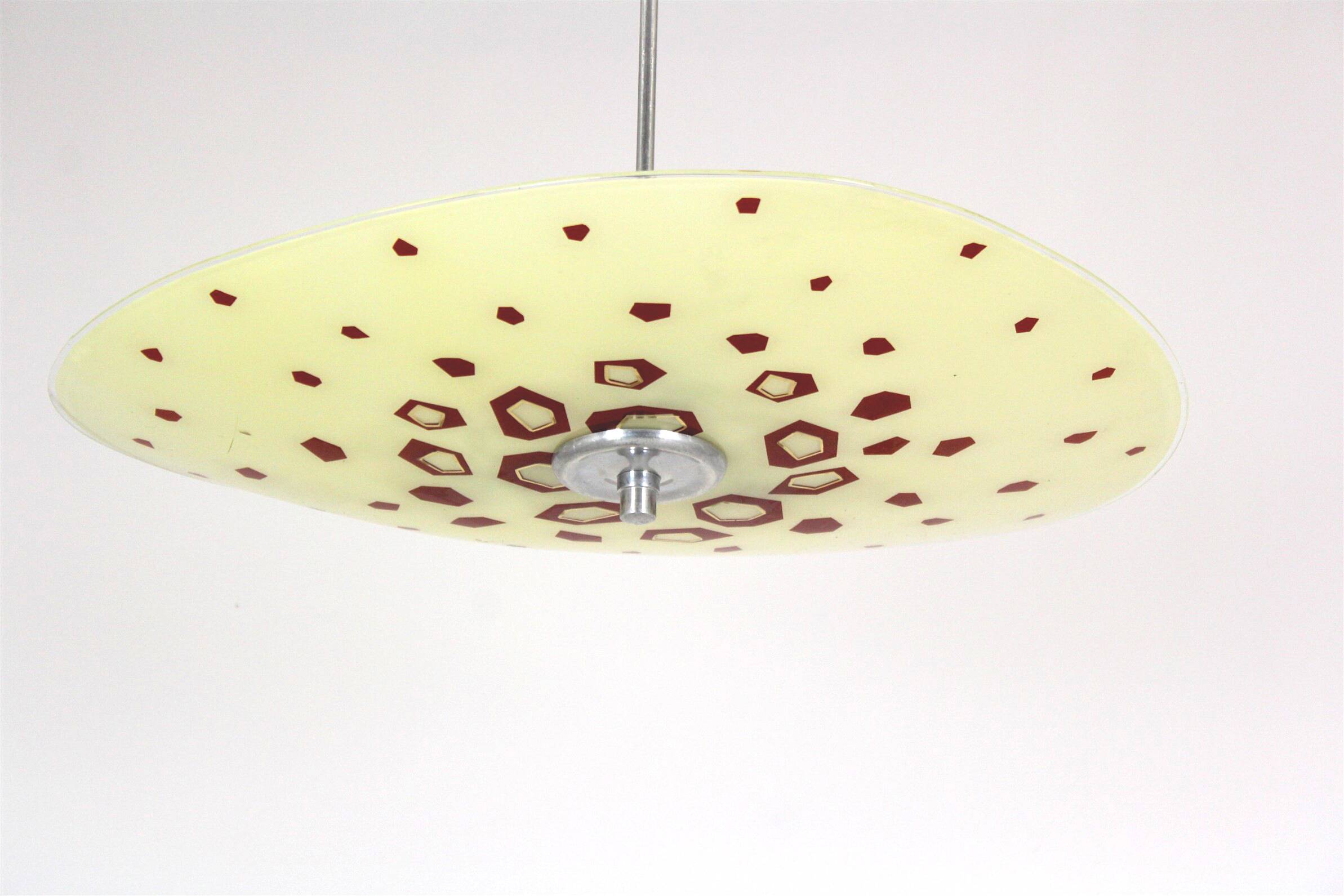 Large Vintage Czechoslovakian Opaline Glass Pendant Lights, 1970s, Set of 2