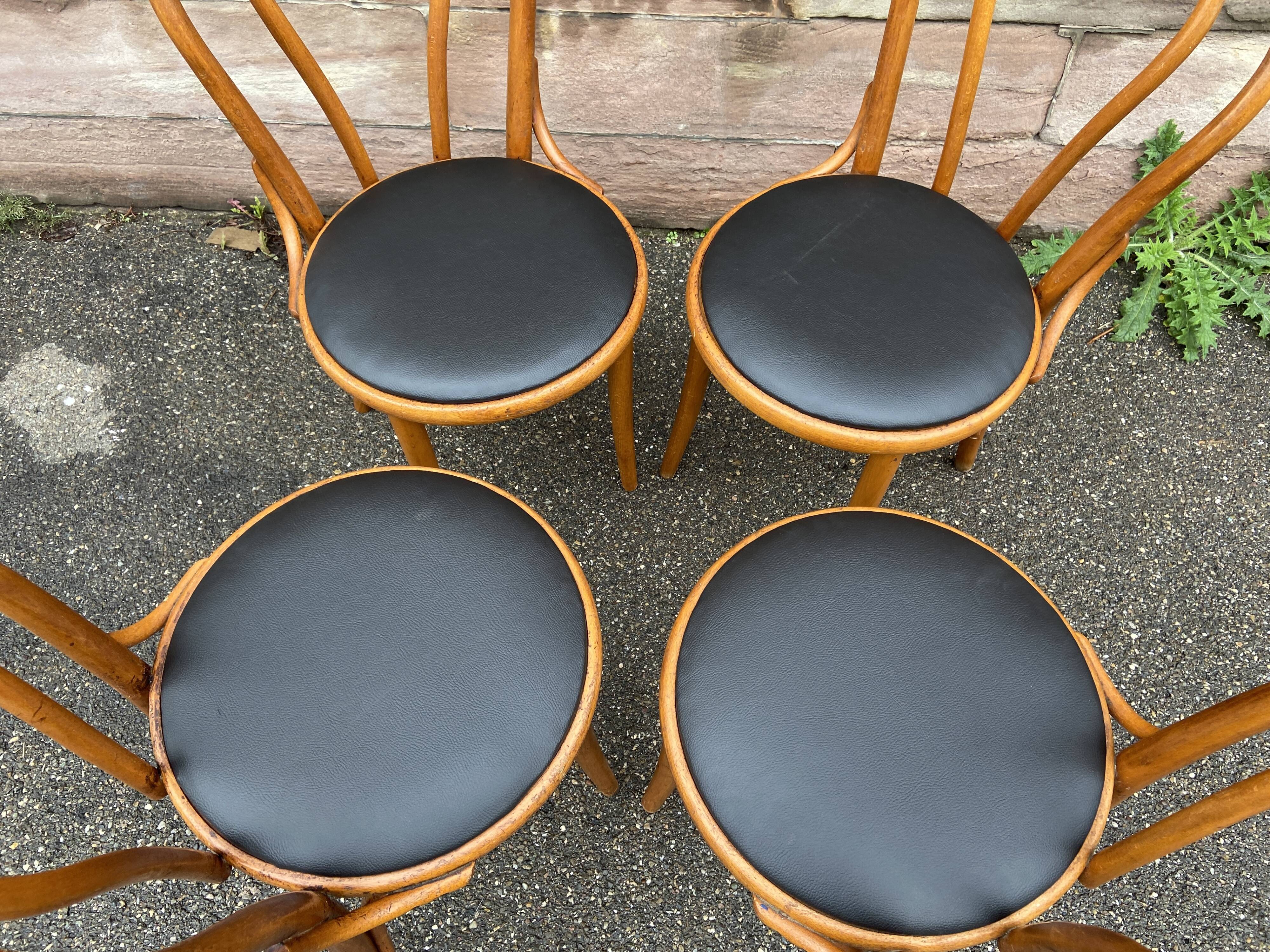 Set of 4 viennese curved wood chairs bistrot