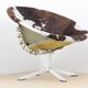 Chaise circle en cuir de vachette de Lusch Erzeugnis 1960s