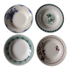 Lot 4 mismatched hollow plates Art Deco blue red green