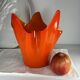 Murano orange handkerchief vase large 1970 Italy