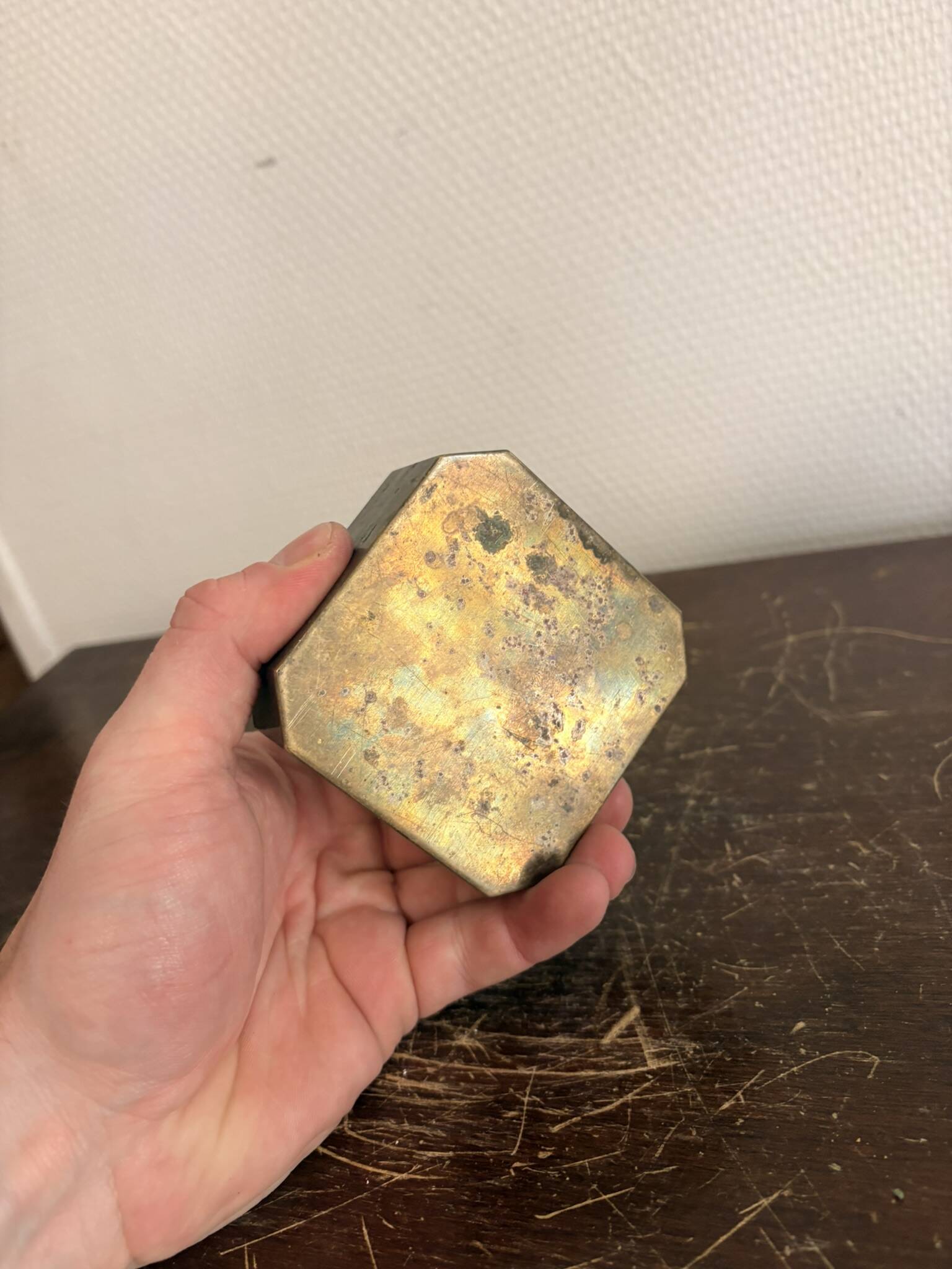Vintage Geometric Brutalist Mid-Century Bronze Ashtray