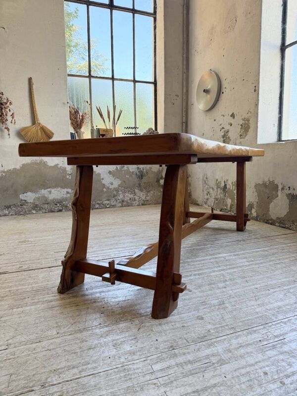 Table de ferme Aranjou orme blond 1950
