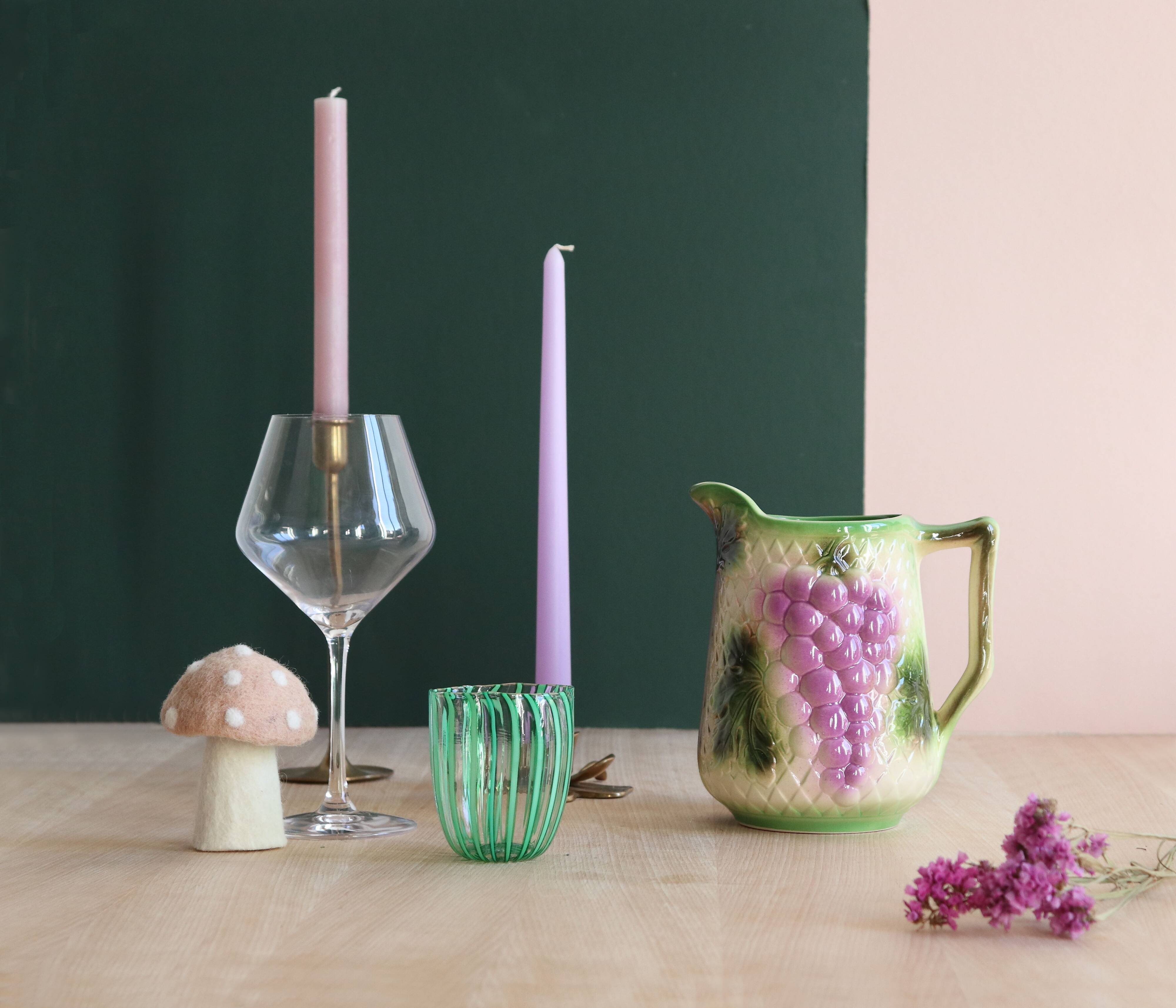 Barbotine pitcher from the 20s/30s with vine and grape decoration, Saint-Clément earthenware factory