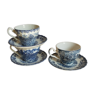 Three vintage english fine earthenware tea cups myotts and johnson bros