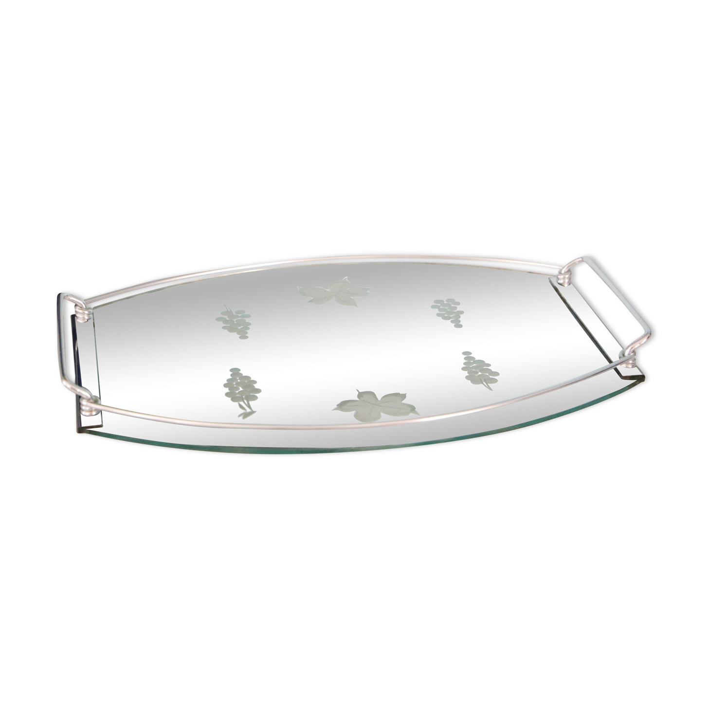 Plateau ovale miroir, années 50, vintage