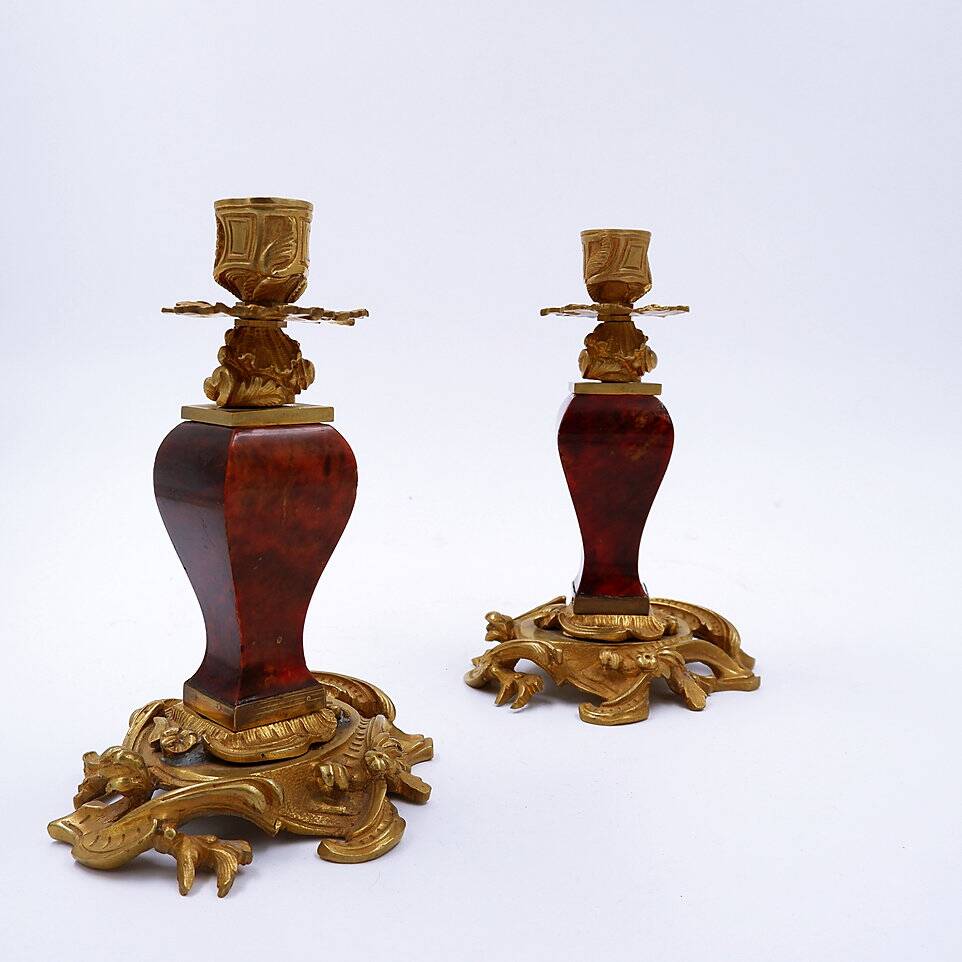 Pair of Napoleon III style gilt bronze Candle Holders