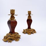 Paire de bougeoirs en bronze doré de style Napoléon III
