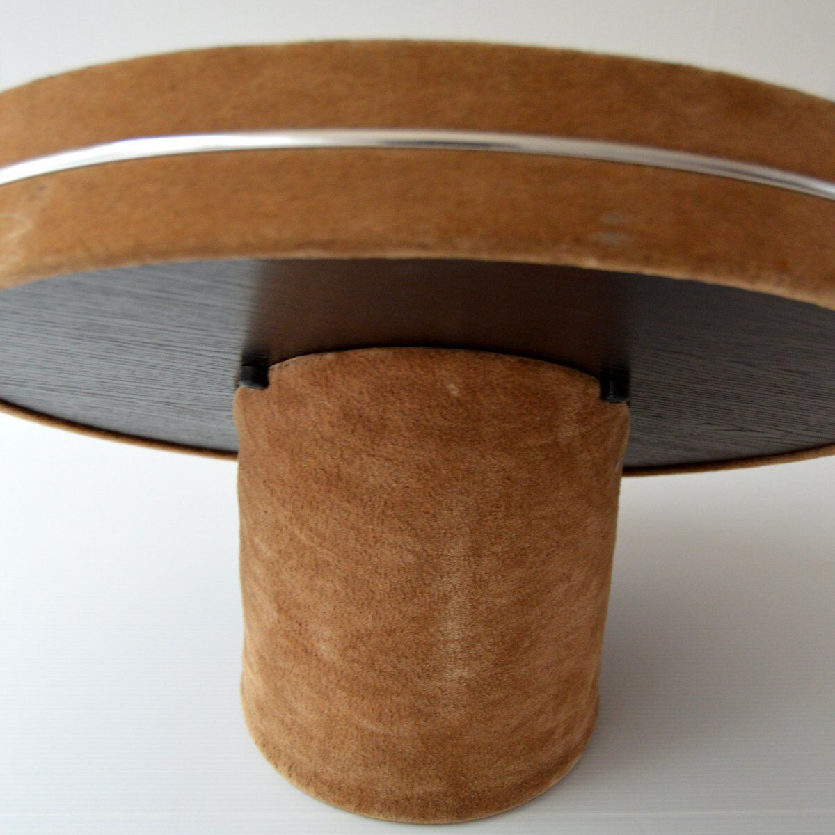 Mirror round support 1970 vintage Velvet 42cm