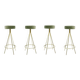 Tabourets de bar italiens circulaires en laiton et velours de coton de style mid-century