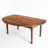 Large antique / vintage flap table. Solid waxed cherry. France, 1960s