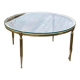 Round Brass Coffee Table with Glass Top, 1970s