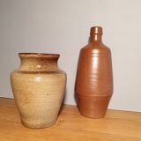 Duo bottle and vase in sandstone