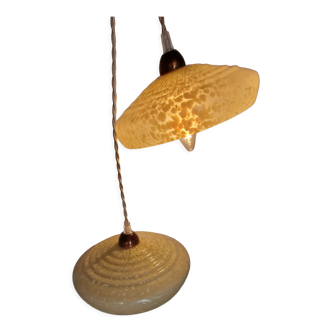 Two glass hanging lamps from clichy art deco period