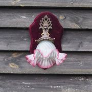 Art Nouveau Wall Sconce: French Metal, Opaline Rose Shade, C1950s