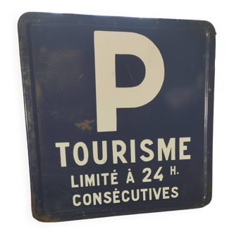 Ancien panneau de signalisation plaque émaillée 1974