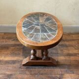Oak coffee table with stone top