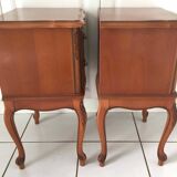 2 tables de chevet style Louis XV tiroirs et pieds cabrioles, 1960