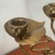 Set of 2 vintage candle holders bronze alloy – Metal flower candle holders gold