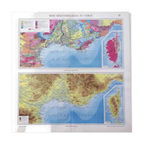 Corsica and southern Mediterranean France vintage map 43x43cm from 1950