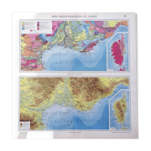 Carte Corse et méditerranée sud France vintage 43x43cm de 1950