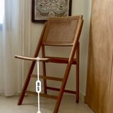 Folding wooden and cane chair