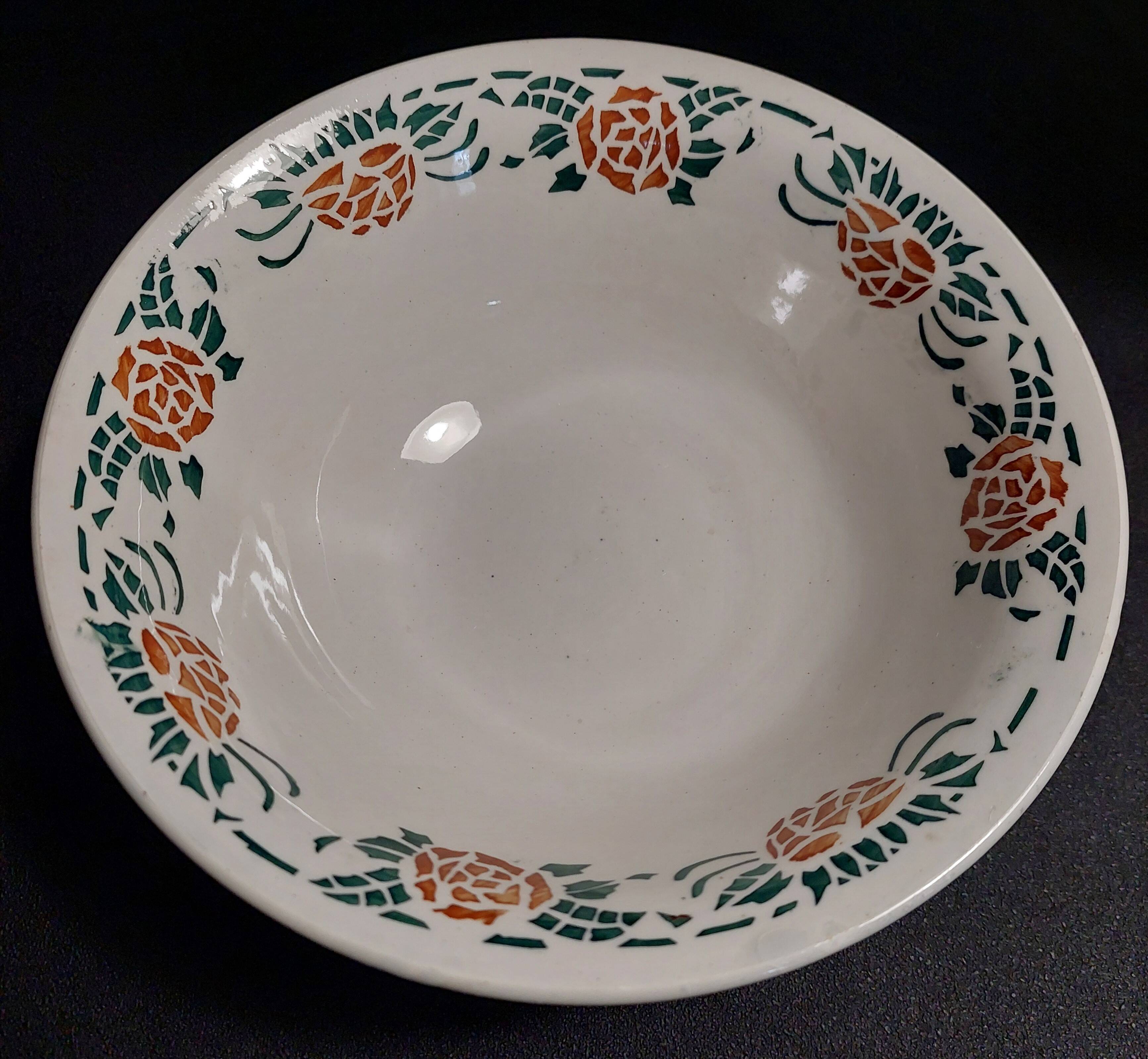 Salad bowl in earthenware, new earthenware factory Givors, Roxanne art deco decor