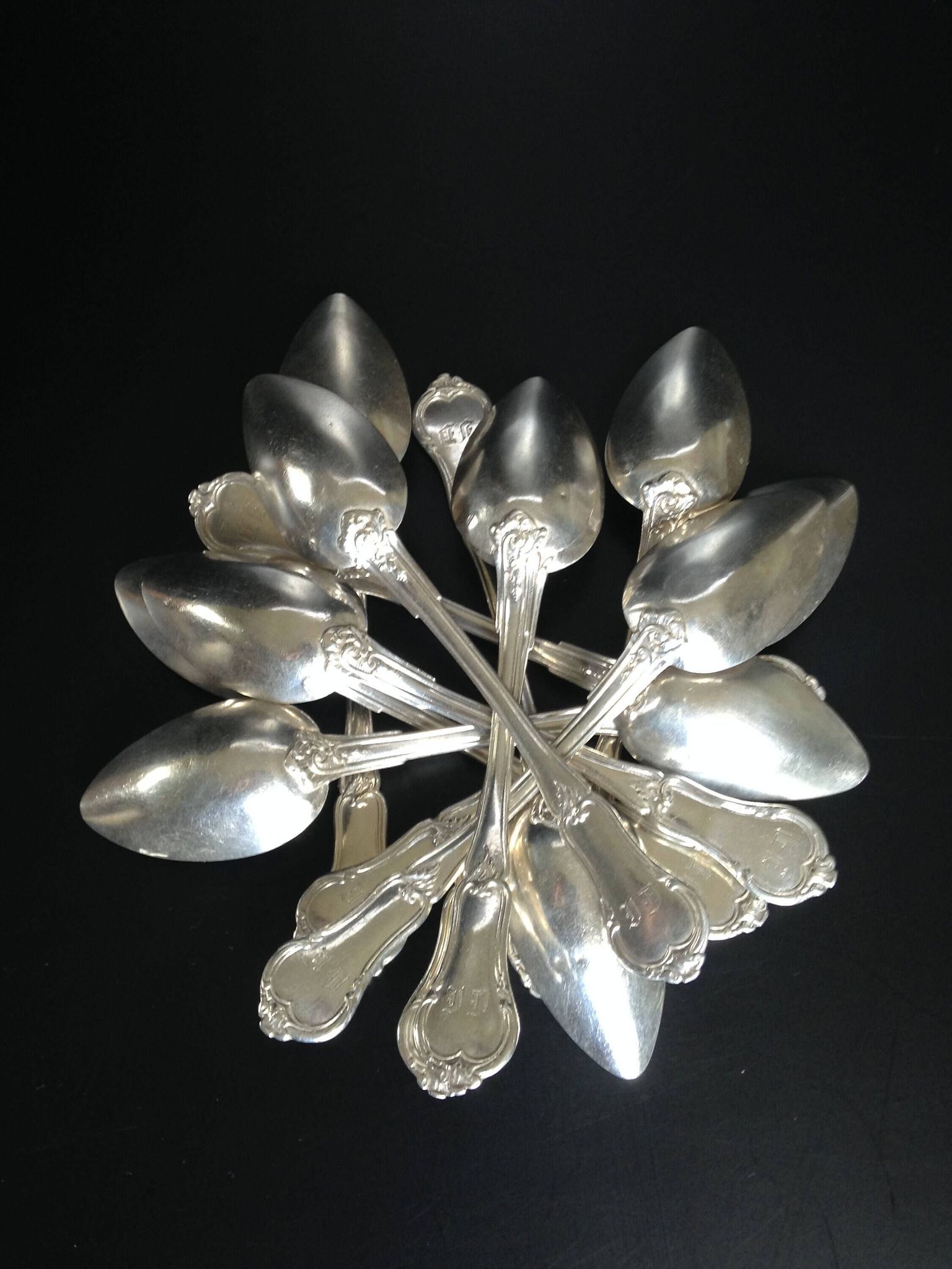 set of 12 silver dessert spoons - silversmith DOUTRE ROUSSEL - mid 19th century