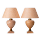 Pair of Salmon Pink Ceramic Table Lamps by Louis Drimmer, New Lampshades
