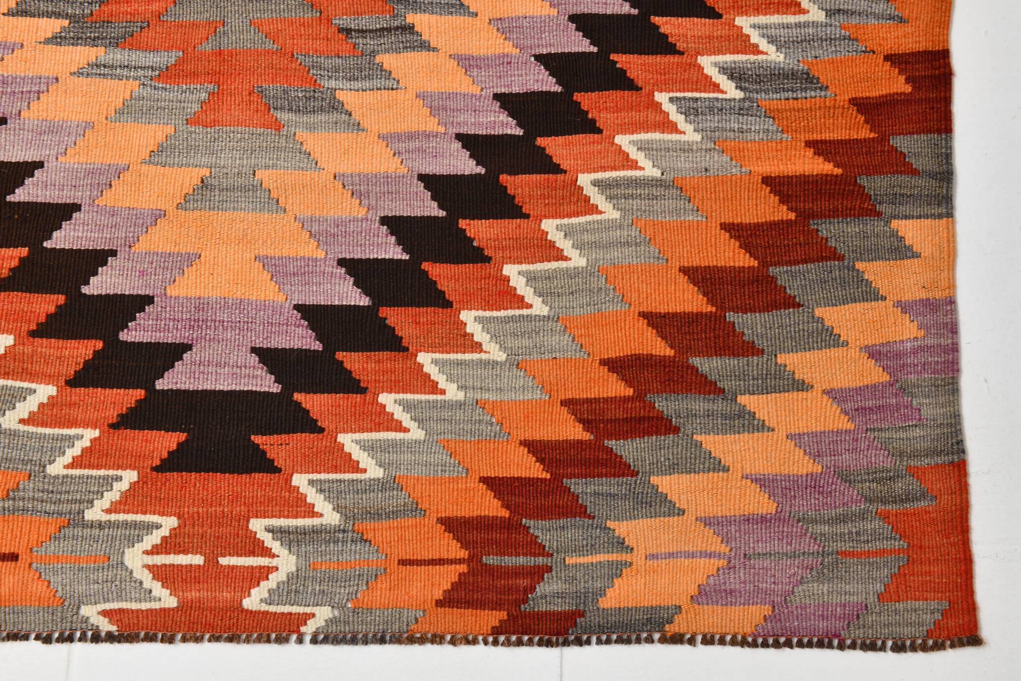 4x8 Multicolor Turkish Vintage Kilm,Bohemian Kilim Rug,125x253 Cm