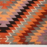 4x8 Multicolor Turkish Vintage Kilm,Bohemian Kilim Rug,125x253 Cm