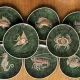 Fish service in glazed earthenware painted by hand signed Le Mao - 1960