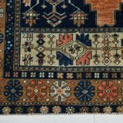 Tapis persan géométrique rouge bleu marine 3x7, 102x223 cm