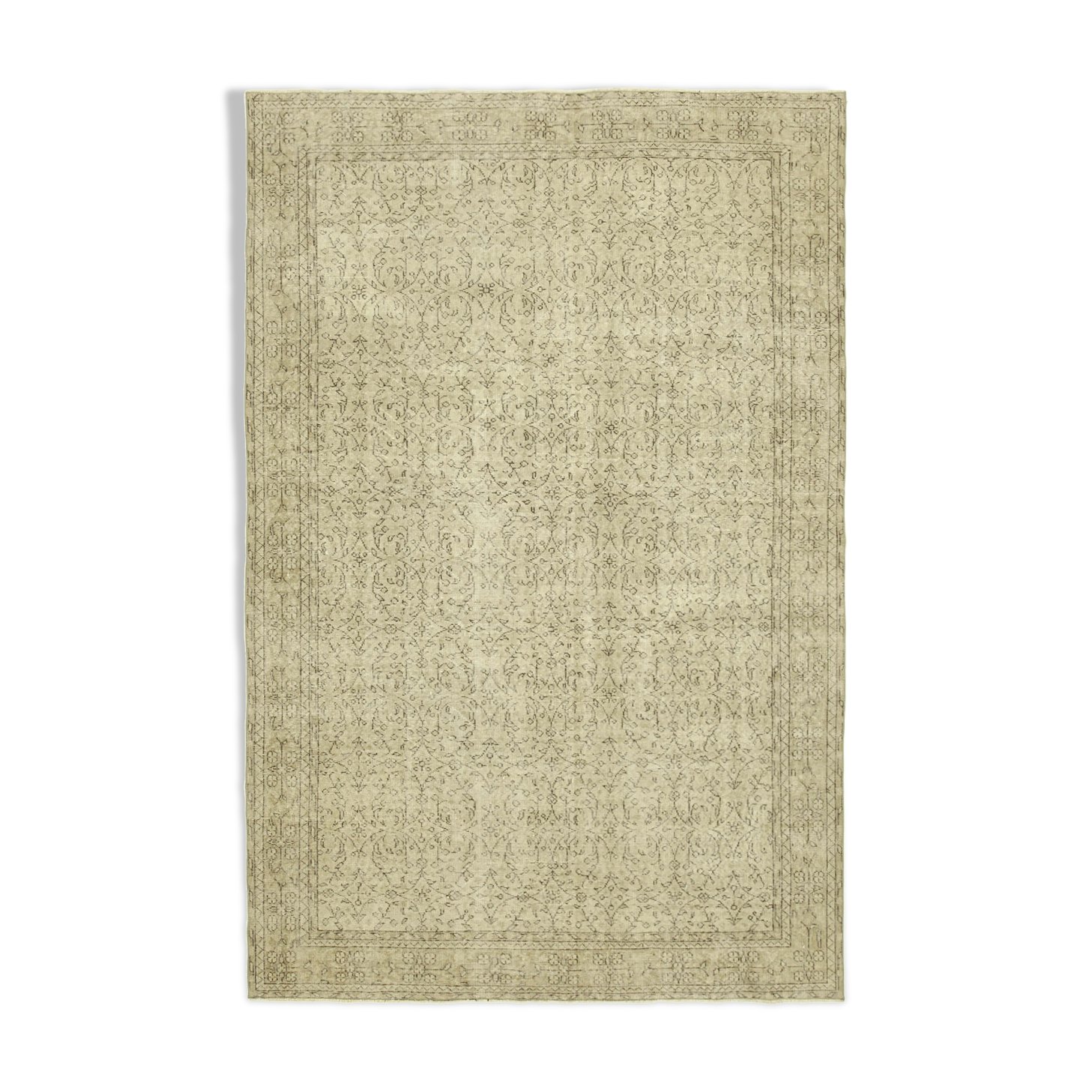 Hand-Knotted Vintage Turkish Beige Rug 203 cm x 309 cm - 38989