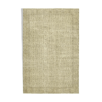 Tapis beige turc vintage noué à la main 203 cm x 309 cm - 38989