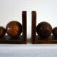 Paire de serre livre vintage en bois boules facettes