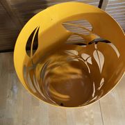Orange Metal Cylindrical Design Umbrella Stand with Cut-Out Leaf Decoration #E2