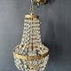 Golden bronze hot air balloon chandelier with glass pendants, mid-20th century.